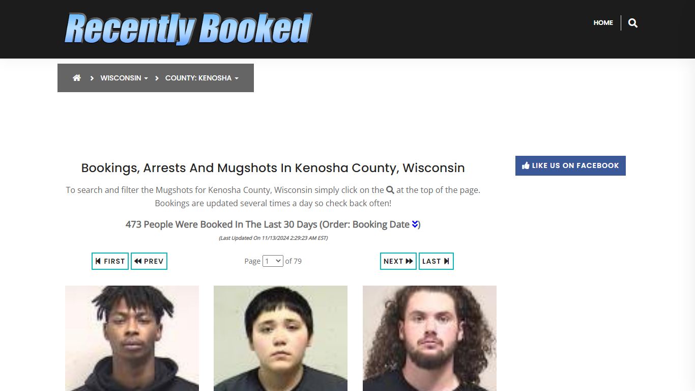 Bookings, Arrests and Mugshots in Kenosha County, Wisconsin