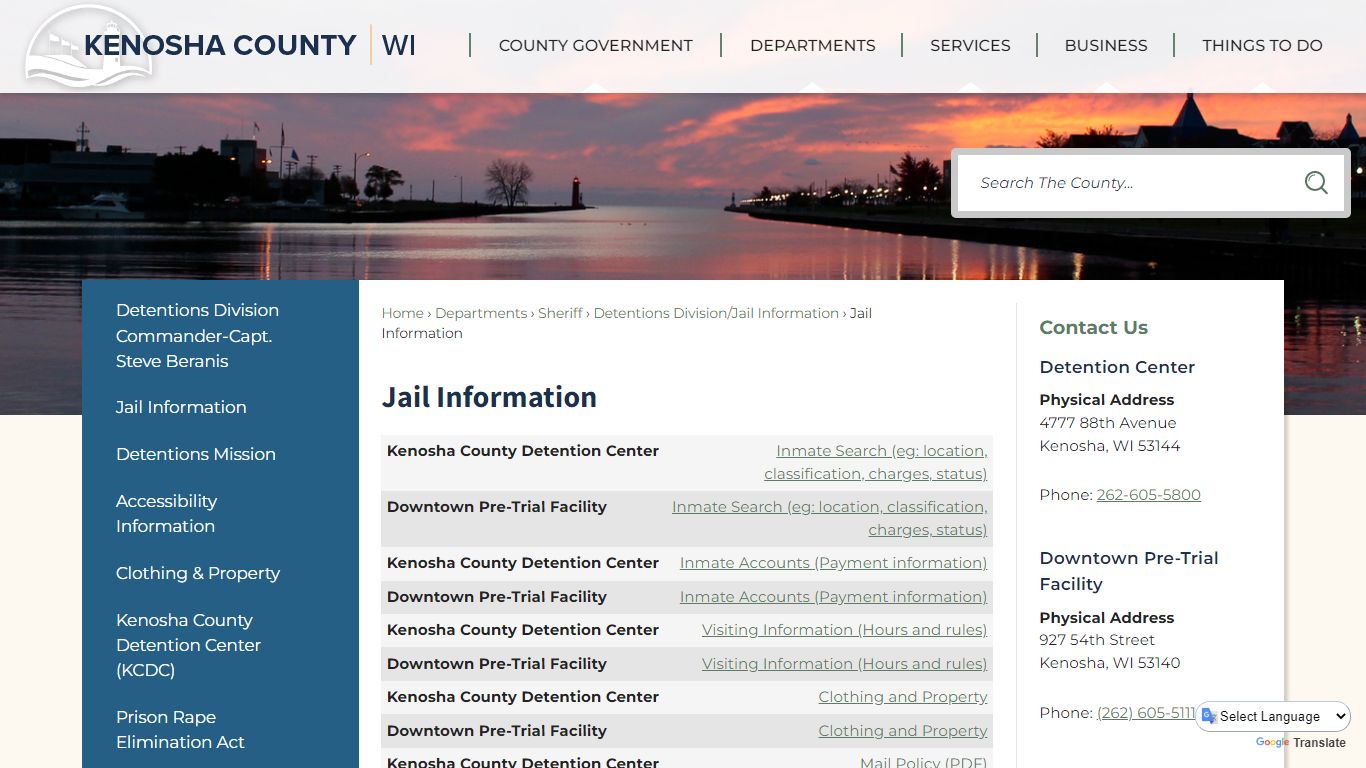 Jail Information | Kenosha County, WI - Official Website