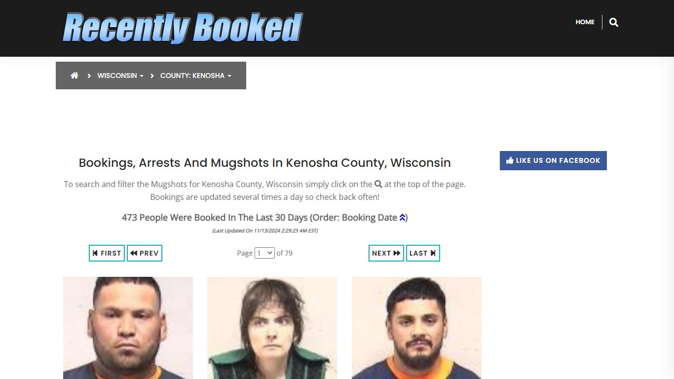 Bookings, Arrests and Mugshots in Kenosha County, Wisconsin